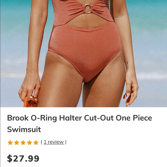 NEW Cupshe Brook O-Ring Halter Cut-Out One Piece Swimsuit - Picture 3 of 13